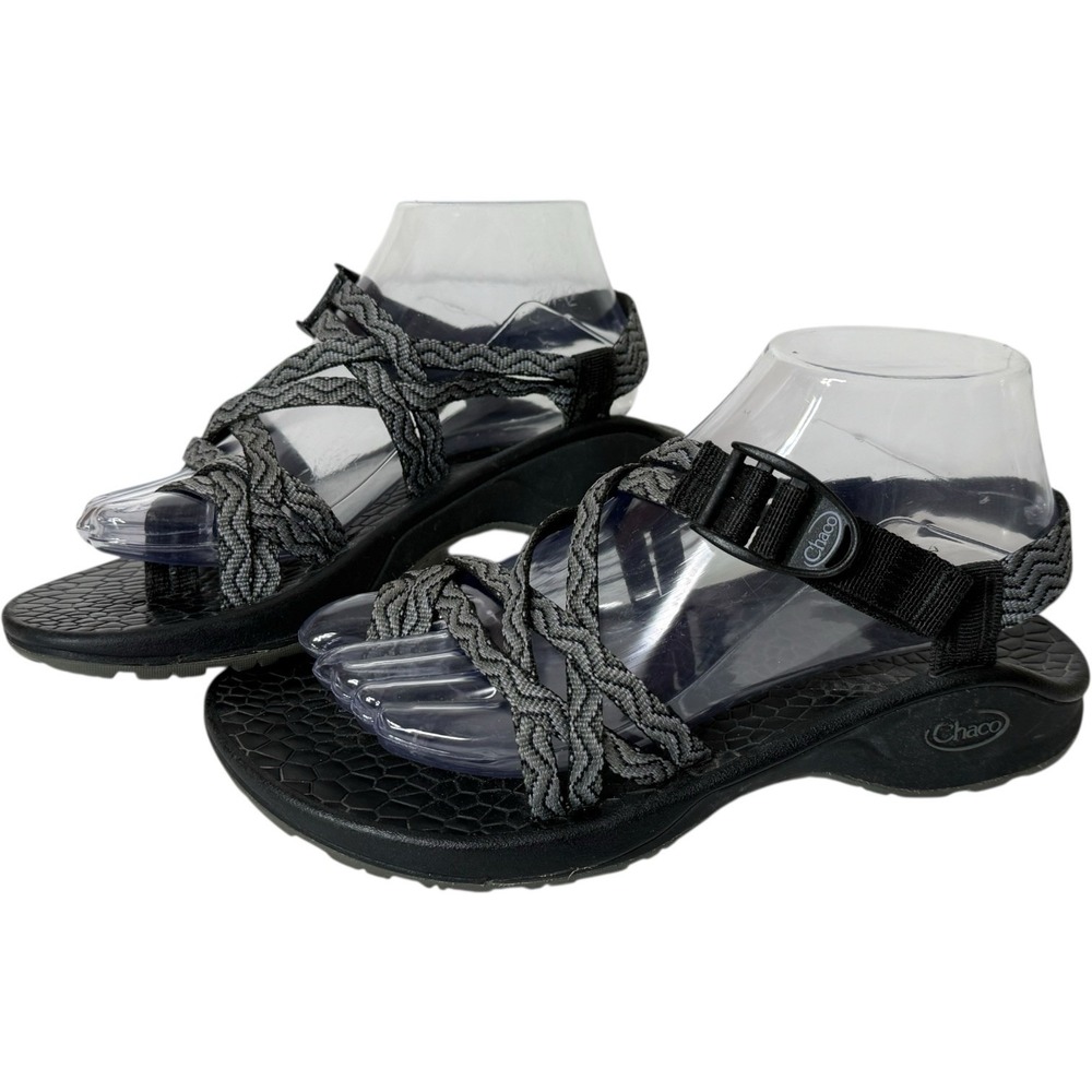 Chaco ZX2 Classic Sandals Women's Sz 7 US Double Strap Toe Loop Black White
